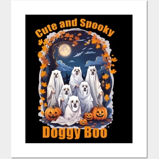 Cute and spoky, doggy BOO! dog halloween outfit Posters and Art